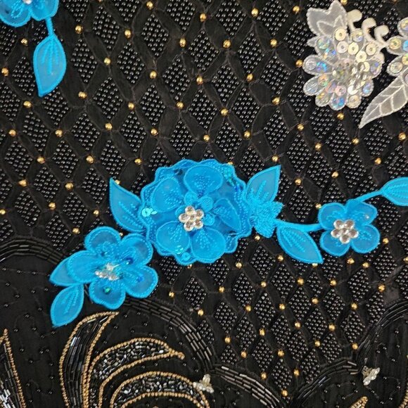 French Collezioni Vintage One Of A Kind Silk Beaded Midi Cocktail Dress Size M - Picture 3 of 9